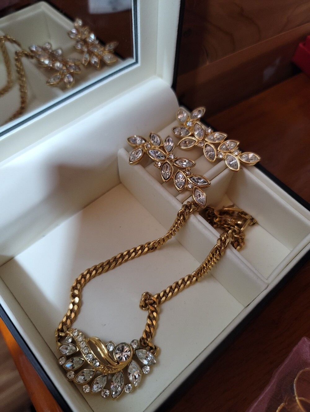 Vintage Napier Gold and Crystal Necklace Set